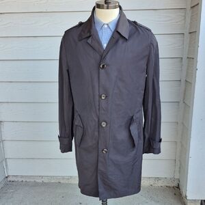 CORNELIANI CC Italy Solid Grey Polyester Mens 40 R / 50 R Button 3/4 Trench Coat